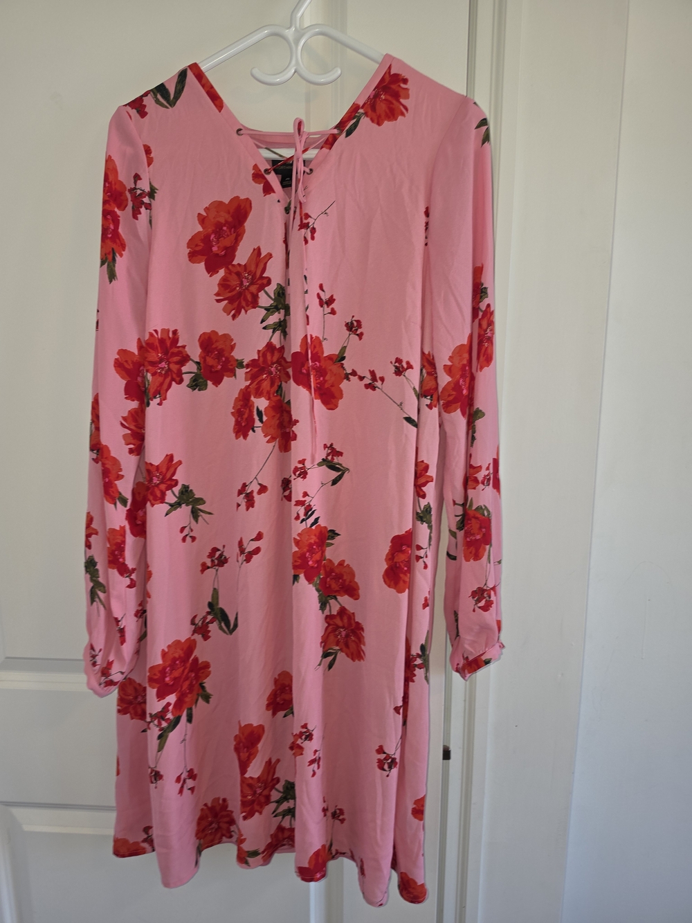 Worthington Pink Dress with Red Floral Print